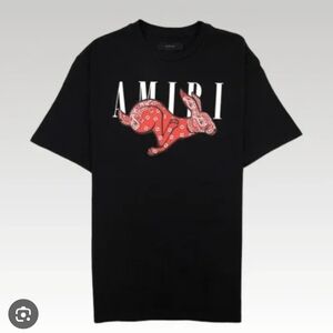AMIRI Black T-Shirt with Red Rabbit